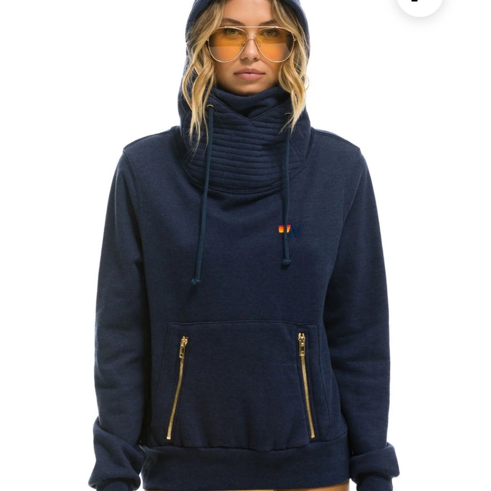 Aviator Nation Black Hoodie with Gold Accents